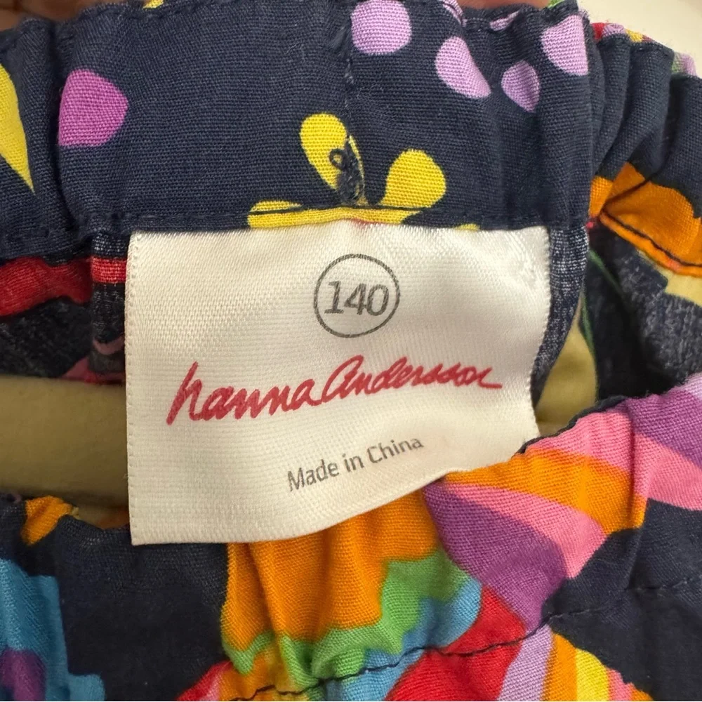 Hanna Andersson A-line Dress Navy Floral and Bird Print 140/10